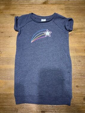 Girls Navy Star Shooting Rainbow sweater Dress